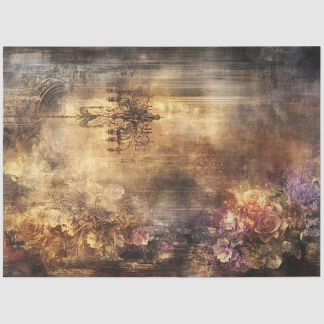 Decoupage Faux Vintage Warm Earthy Tone Chandelier Tissue Paper (Front)