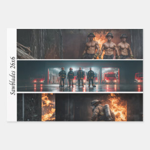Decoupage Firefighter Tribute Handsaws Wrapping Paper Sheets