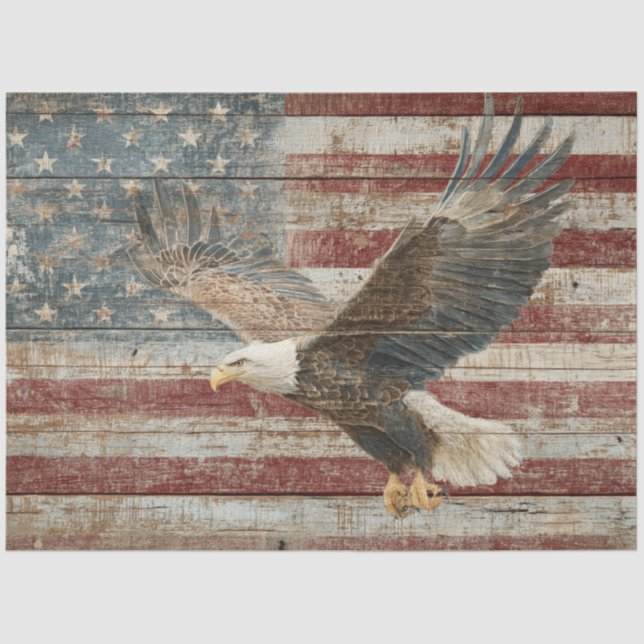 Decoupage Flag Distress Background Eagle in Flight Tissue Paper (Front)