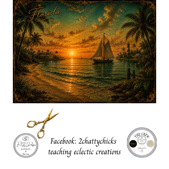 Decoupage Florida Sunset Lighthouse & Sailboat Tissue Paper (Creator Uploaded)