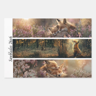 Decoupage Fox Forest Scenes Handsaw Panels Wrapping Paper Sheets