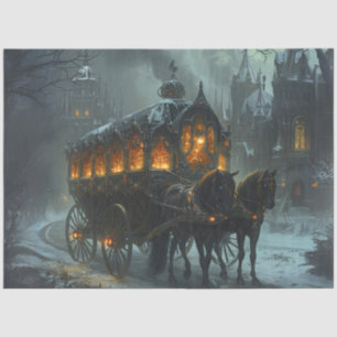 Decoupage Funeral Carriage at Gothic Manor Tissue Paper