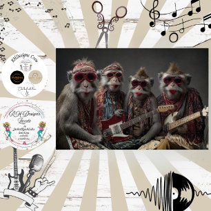 Decoupage Funky Monkey Rockers Band Boho Art Tissue Paper