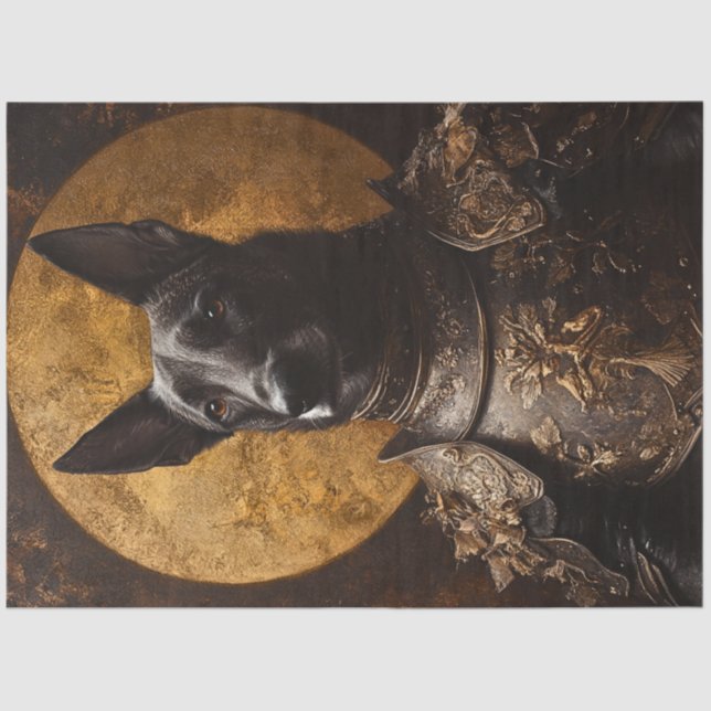 Decoupage German Shepard Medieval Armor  Tissue Paper (Front)