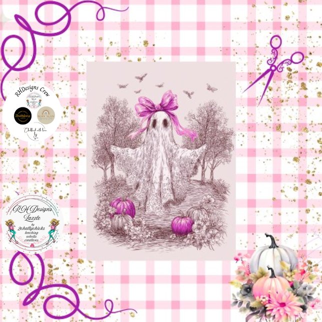 Decoupage Ghost Draped in Pink Lace Halloween  Tissue Paper (Creator Uploaded)
