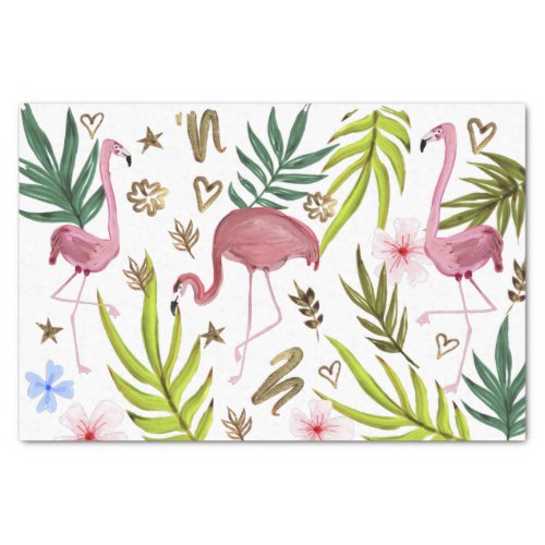 Decoupage Girly Glitter Boho Flamingo Tissue Paper