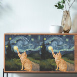 Decoupage Gogh Kitty Starry Night Cat Tissue Paper<br><div class="desc">Introducing our latest addition the enchanting "Gogh Kitty" . This unique piece masterfully combines the classic beauty of Vincent Van Gogh's "Starry Night" with a whimsical twist—a charming cat playfully swatting at the swirling stars above. The vivid blues and yellows of the iconic painting serve as a mesmerizing backdrop, while...</div>