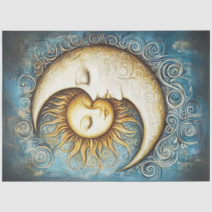 Decoupage Golden Celestial Crescent Moon  Tissue Paper