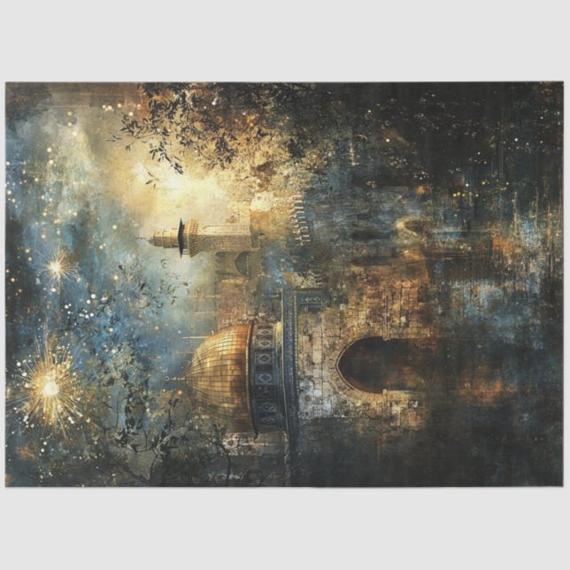 Decoupage Golden Dome of the Rock Jerusalem Tissue Paper (Front)