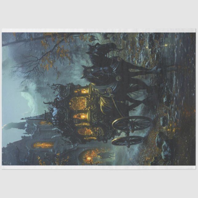 Decoupage Gothic Carriage Ride at Dusk  Tissue Paper (Front)