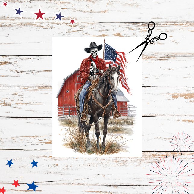 Decoupage Gothic Cowboy Skeleton Horse Patriotic  Tissue Paper (Creator Uploaded)