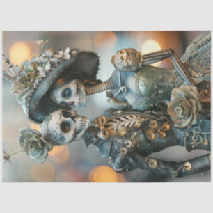 Decoupage Gothic Elaborate Wedding Teal Florals Tissue Paper