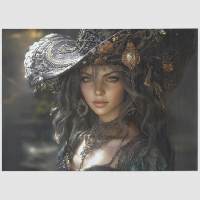 Decoupage Gothic Elegance Lady Seraphina  Tissue Paper (Front)