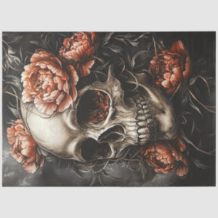 Decoupage Gothic Elegant Bronze Toned Skull Tissue Paper