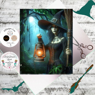 Decoupage Gothic Forest Witch Fantasy Art Tissue Paper