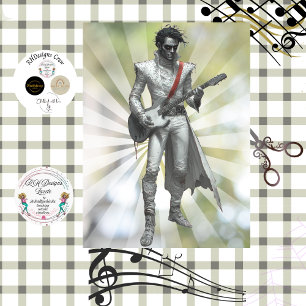 Decoupage Gothic Guitarist Vampire Rockstar  Tissue Paper