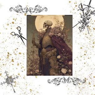 Decoupage Gothic King Skeleton Moon Art Tissue Paper