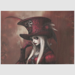 Decoupage Gothic Lady in RED Tissue Paper