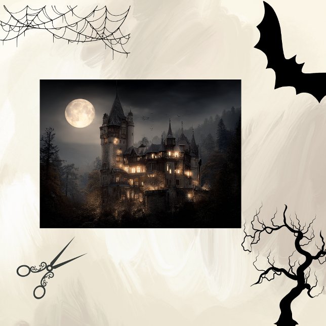 Decoupage Gothic Moonlight Castle Dracula Tissue Paper (Creator Uploaded)