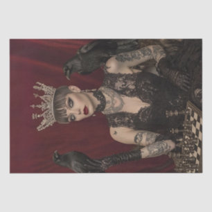 Decoupage Gothic Queen in Black With Pet Crow Tissue Paper