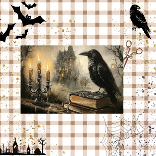 Decoupage Gothic Raven Haunted Mansion Foggy  Tissue Paper