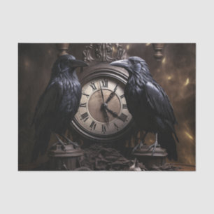 Decoupage Gothic Ravens with Clock Tissue Paper