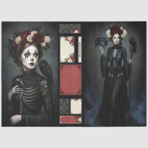 Decoupage Gothic Rose Queen – Dark Romantic Art  Tissue Paper