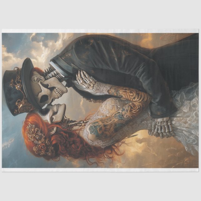 Decoupage Gothic Skeleton Honeymoon Tissue Paper (Front)