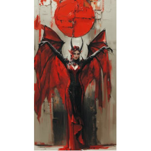 Decoupage Gothic Woman in Red Tissue Paper