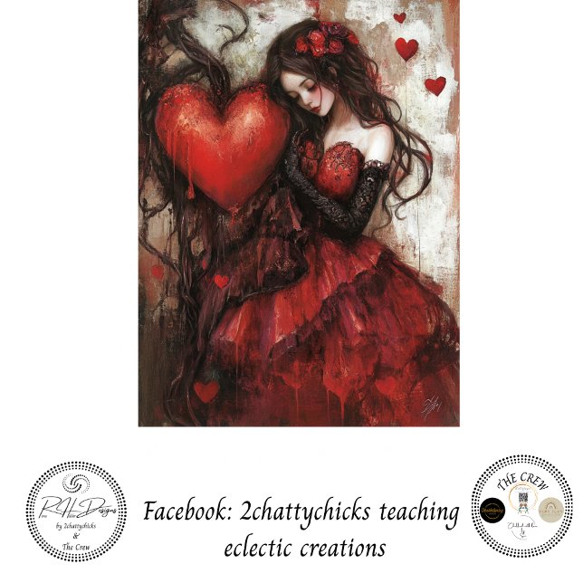 Decoupage Gothic Woman Red Dress Valentine Heart Tissue Paper (Creator Uploaded)