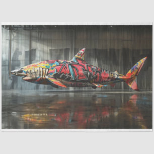 Decoupage Graffiti Shark  Tissue Paper