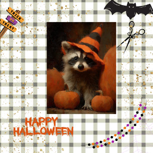 Decoupage Halloween Pumpkin Patch Racoon Spellcast Tissue Paper