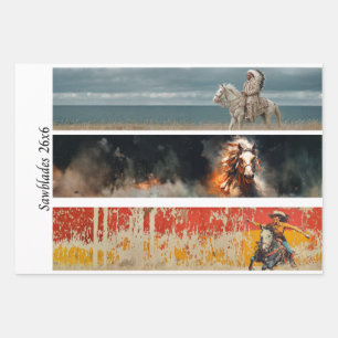 Decoupage Hand Saw Art Western 26x6" Designs  Wrapping Paper Sheets
