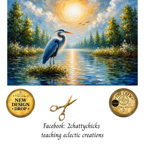 Decoupage Heron Tranquil Nature Sunlit Art Tissue Paper