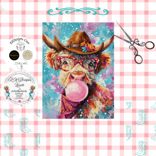Decoupage Highland Bubblegum Cowgirl Pink Glasses Tissue Paper