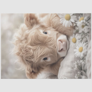 Decoupage Highland Calf Sunflowers Tissue Paper