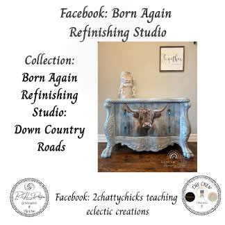 Decoupage Highland Cow Blue Distressed Background Tissue Paper