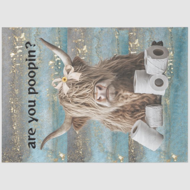 Decoupage Highland Cow Humor Are You Poopin  Tissue Paper (Front)