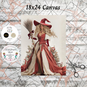 Decoupage Holiday Beautiful Witch 18x24 Canvas Tissue Paper