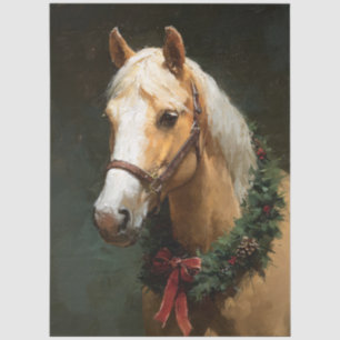 Decoupage Holiday Horse with Wreath Tissue Paper