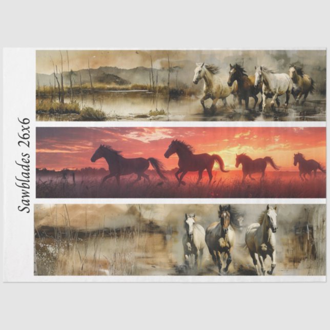 Decoupage Horses Handsaw & Sign Designs  Tissue Paper (Front)