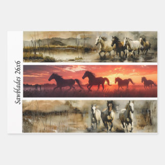 Decoupage Horses Handsaw & Sign Designs Wrapping Paper Sheets
