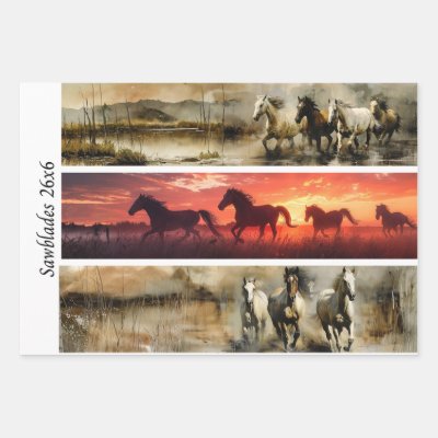 Decoupage Horses Handsaw &amp; Sign Designs  Wrapping Paper Sheets