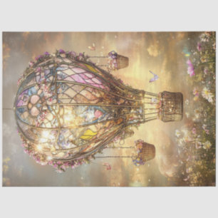 Decoupage Hot Air Balloon Stained Glass Floral Tissue Paper
