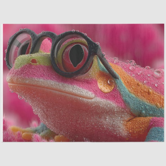Decoupage Hot Pink Heatwave Hopper The Frog  Tissue Paper (Front)