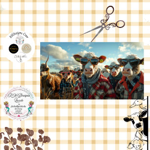 Decoupage Humorous Cows Dressed Farm Clothes Tissue Paper