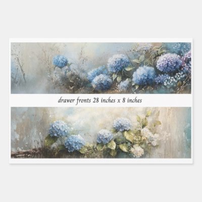 Decoupage Hydrangea Flowers Drawer Fronts 29x8  Wrapping Paper Sheets