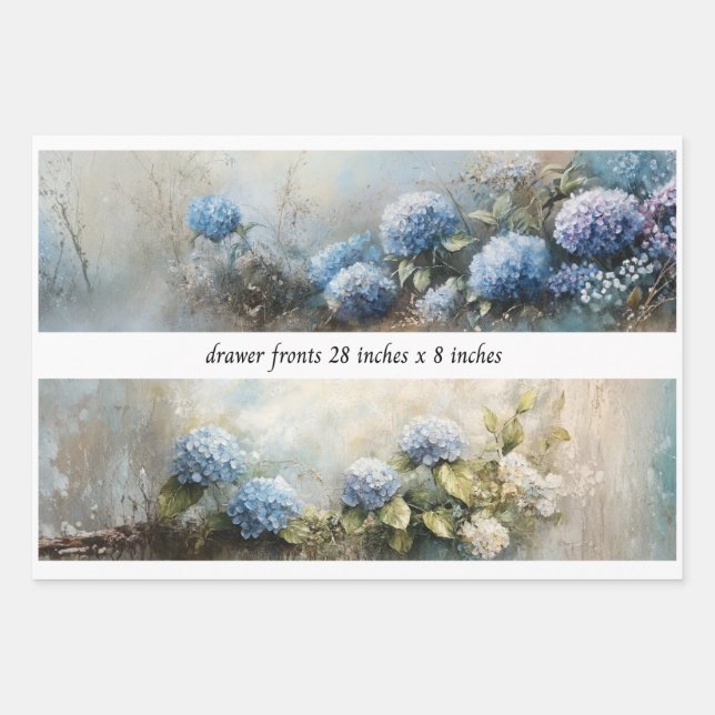 Decoupage Hydrangea Flowers Drawer Fronts 29x8  Wrapping Paper Sheets (Front)
