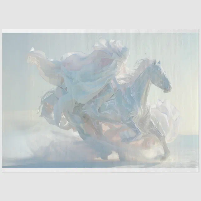 Paper Rider Photo Decoupage Ice Sculptured Horse & Rider White Tissue Paper | Zazzle