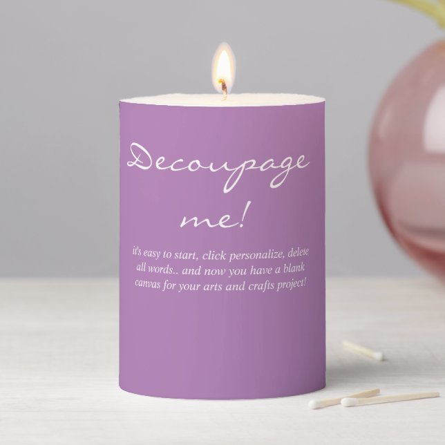 Decoupage idea Pillar Candle in lavender (In Situ)
